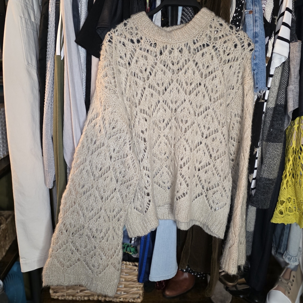 Zara Beige Open-Knit Sweater